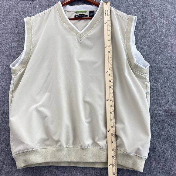 Wedge Golf And Beyond Vest Mens L Beige Tan V Neck‎ Pockets Pullover Windbreaker - Picture 7 of 7